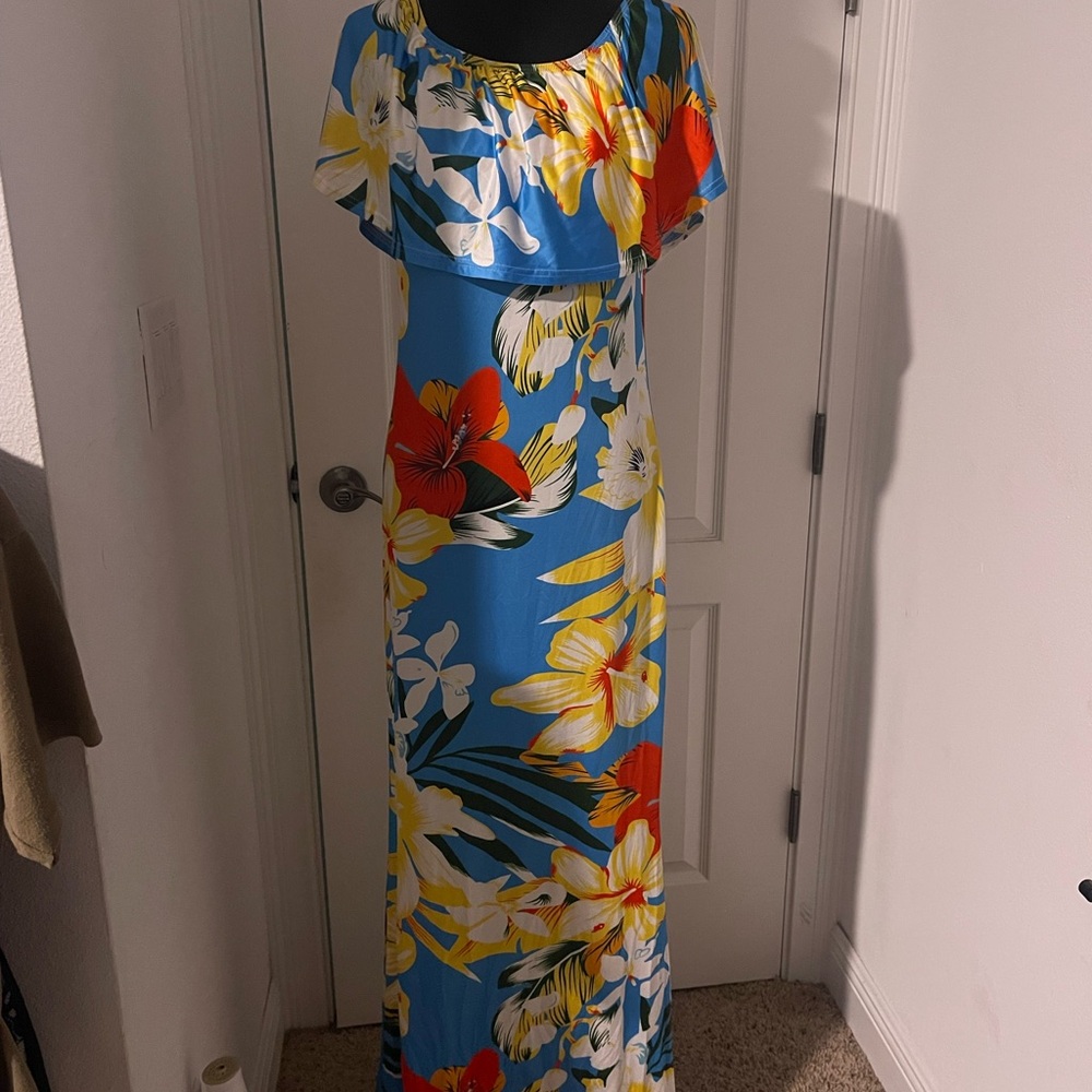 Floral Blue Maxi Dress